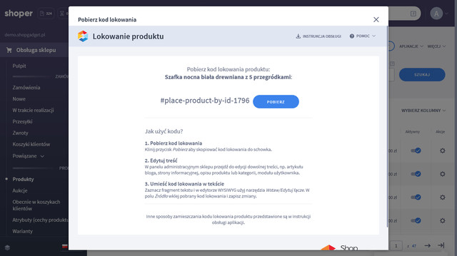 Tworzenie kodu lokowania