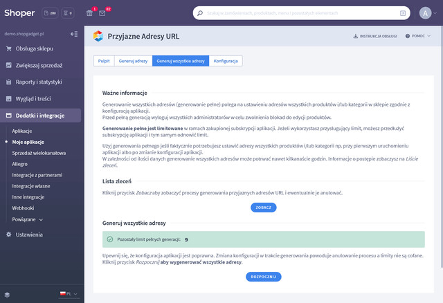 Generowanie wszystkich adresów URL