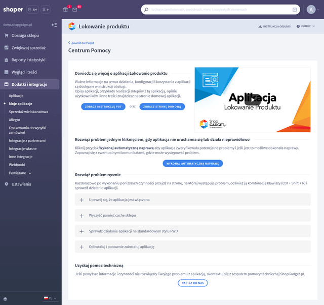 Centrum Pomocy w aplikacji