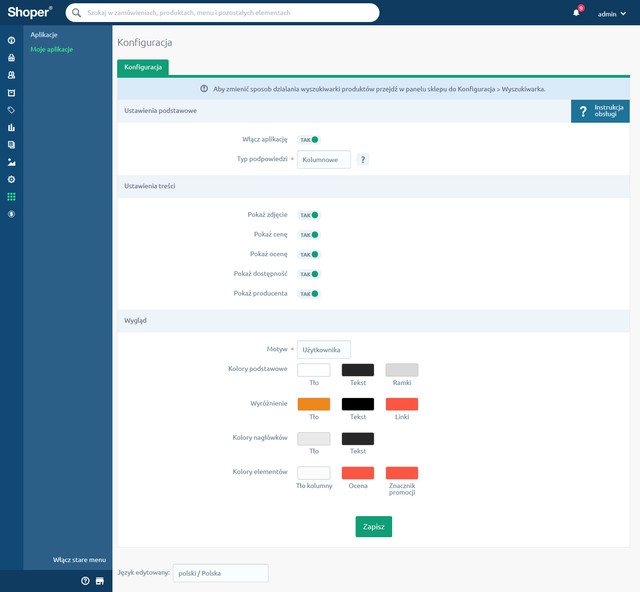 Konfiguracja aplikacji