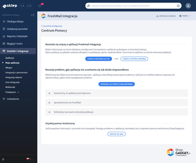 Centrum Pomocy w aplikacji