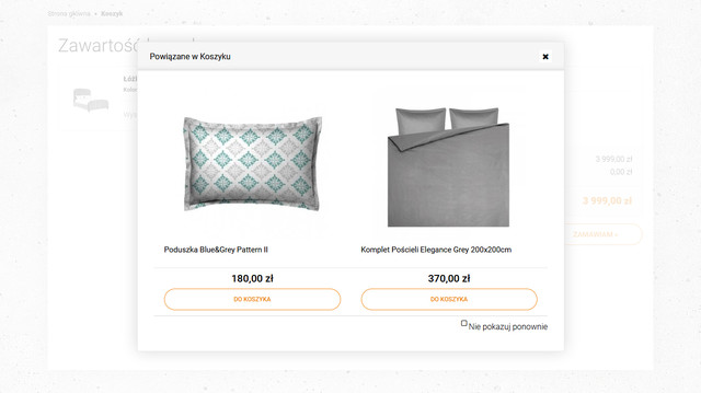 Powiązane w Koszyku - pop-up (szablon Umbrella)