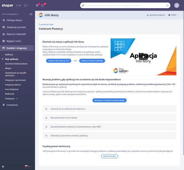 Wbudowane centrum pomocy