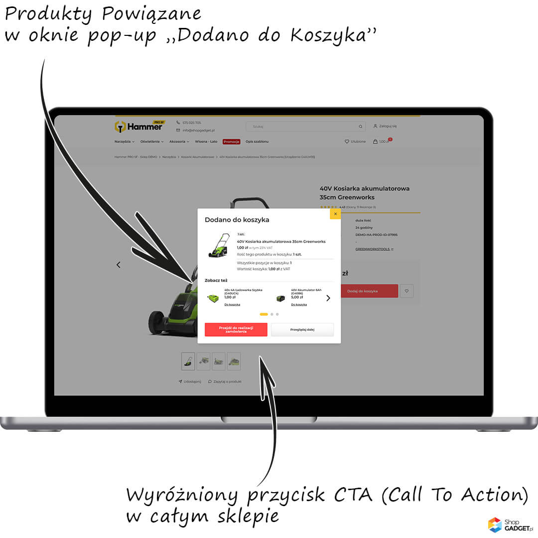 Powiązane w oknie pop-up